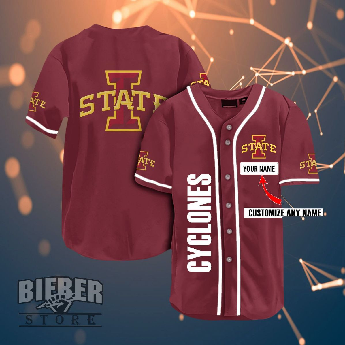 Iowa State Cyclones Personalized Name Ncaa Fans Team 3d Customization Gifts Baseball Jersey