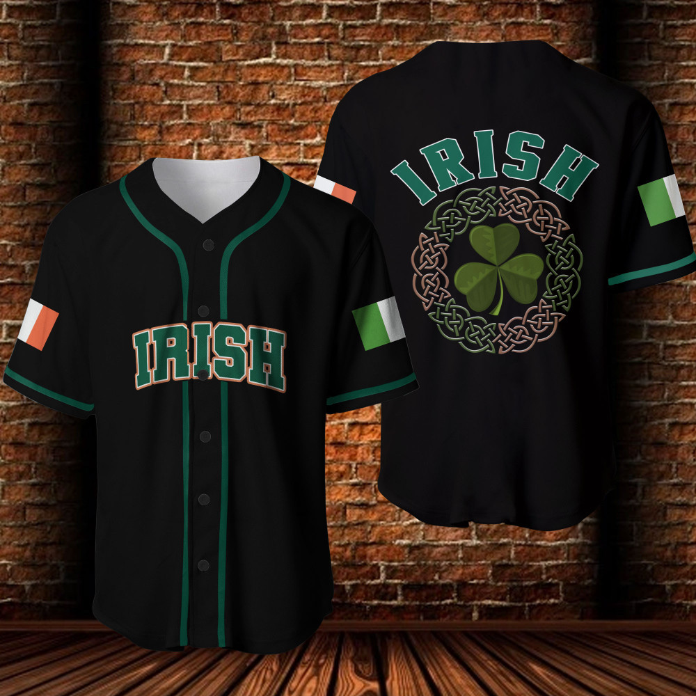 Irish Shamrock Baseball Jersey, Unisex Jersey Shirt for Men Women