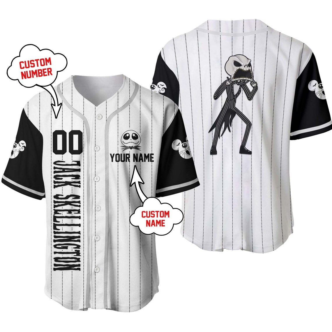 Jack Personalized Baseball Jersey Disney Unisex Cartoon Custom Baseball Jersey Personalized Shirt Men Women Kids