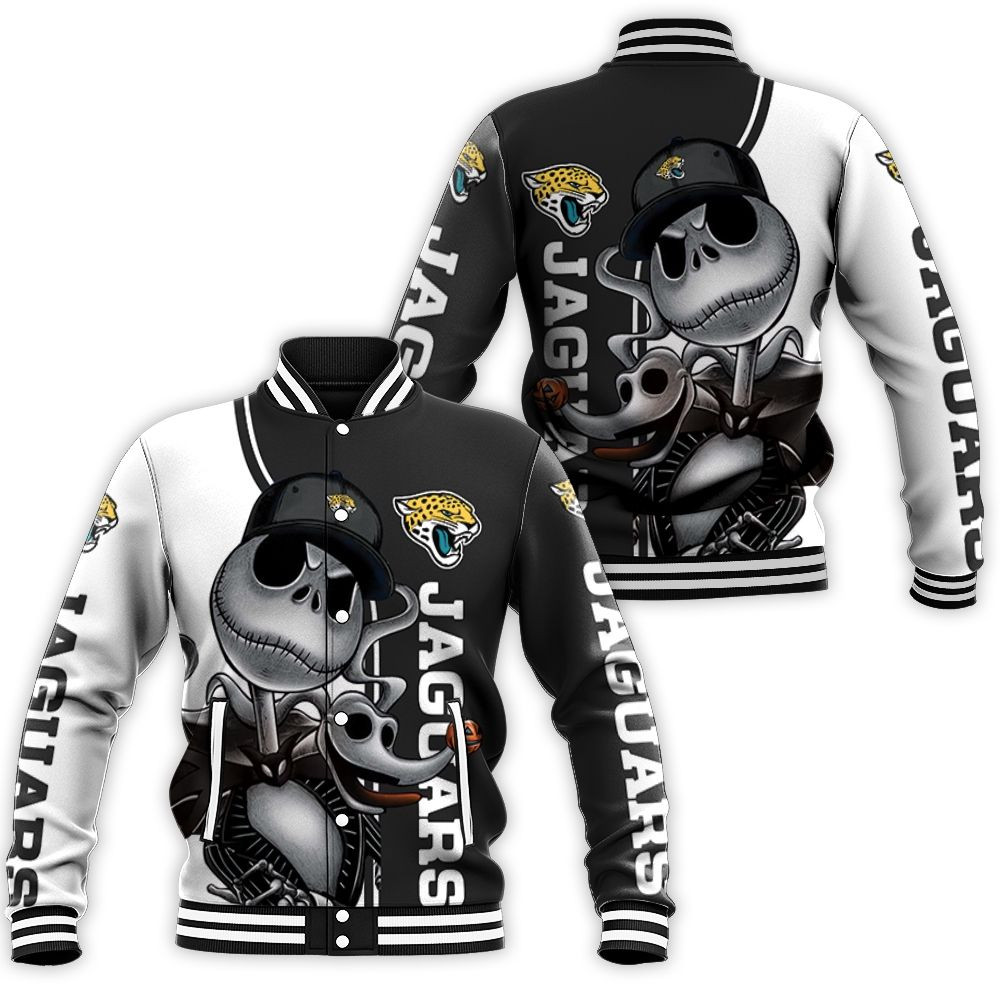 Jacksonville Jaguars Jack Skellington And Zero Baseball Jacket for Men Women