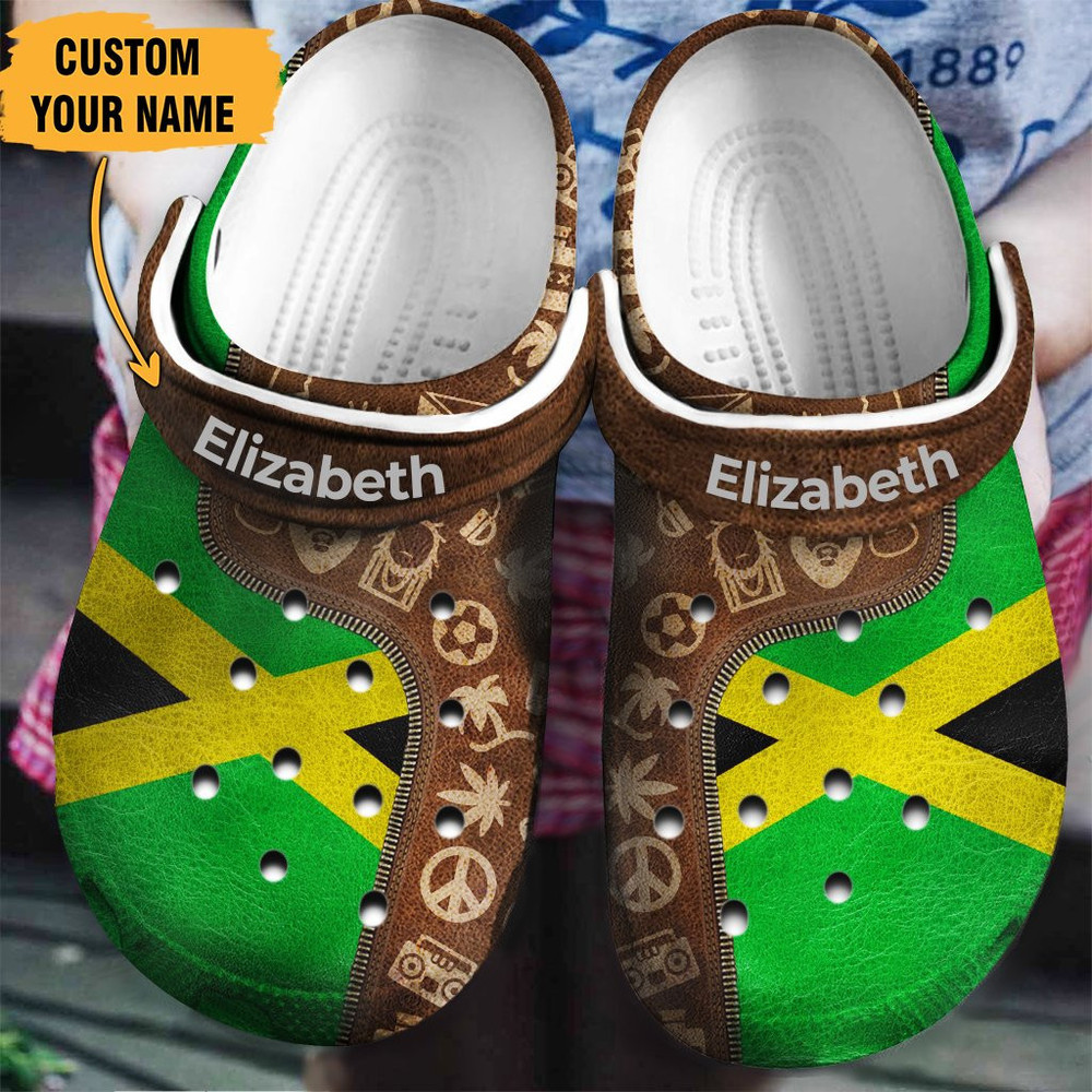 Jamaica Jamaican Flag And Symbols Zipper Gift For Fan Classic Water Rubber Crocs Clog Shoes Comfy Footwear