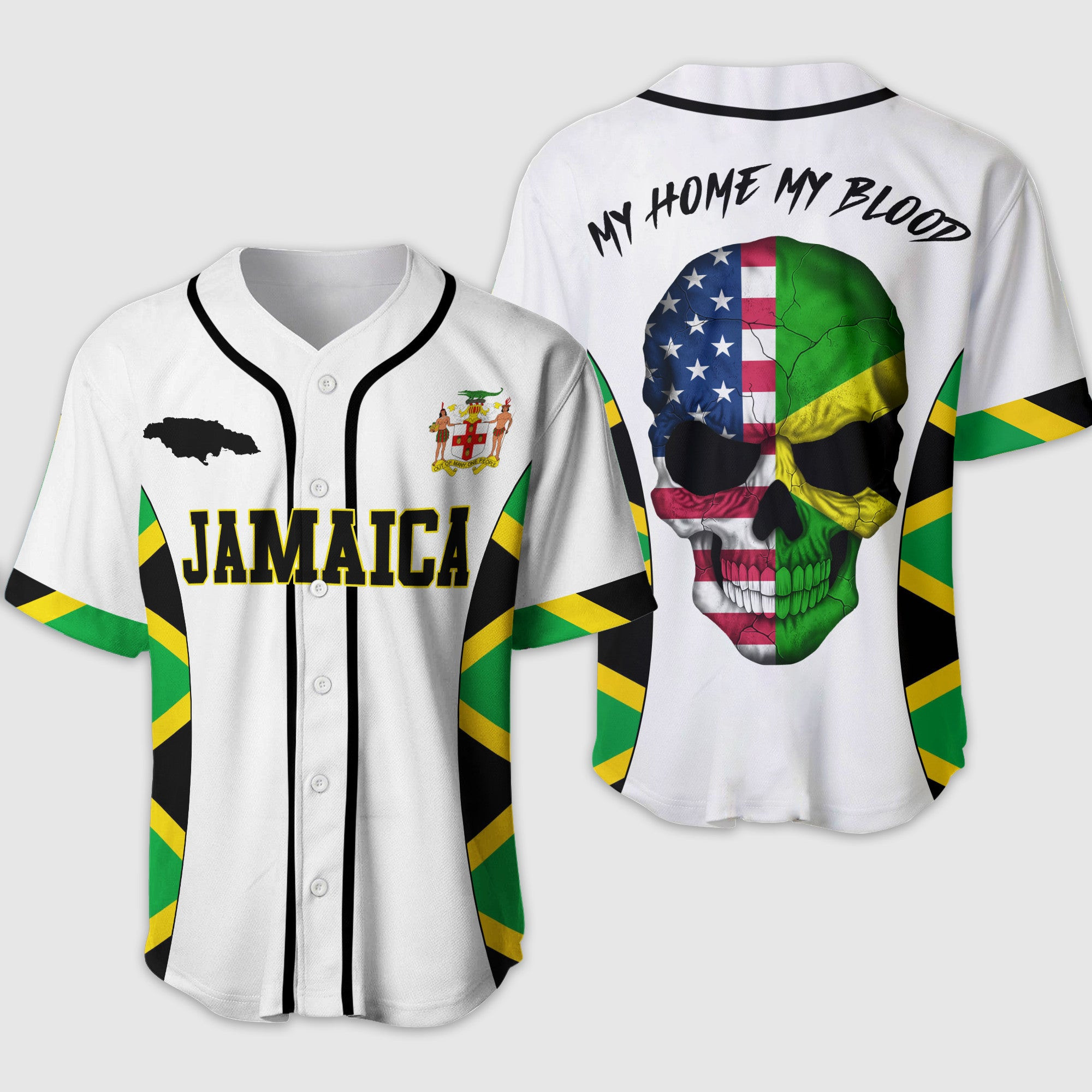 Jamaica Skull My Home My Blood Baseball Jersey