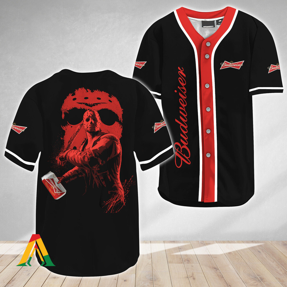 Jason Voorhees Friday The 13th Budweiser Beer Baseball Jersey Unisex Jersey Shirt for Men Women