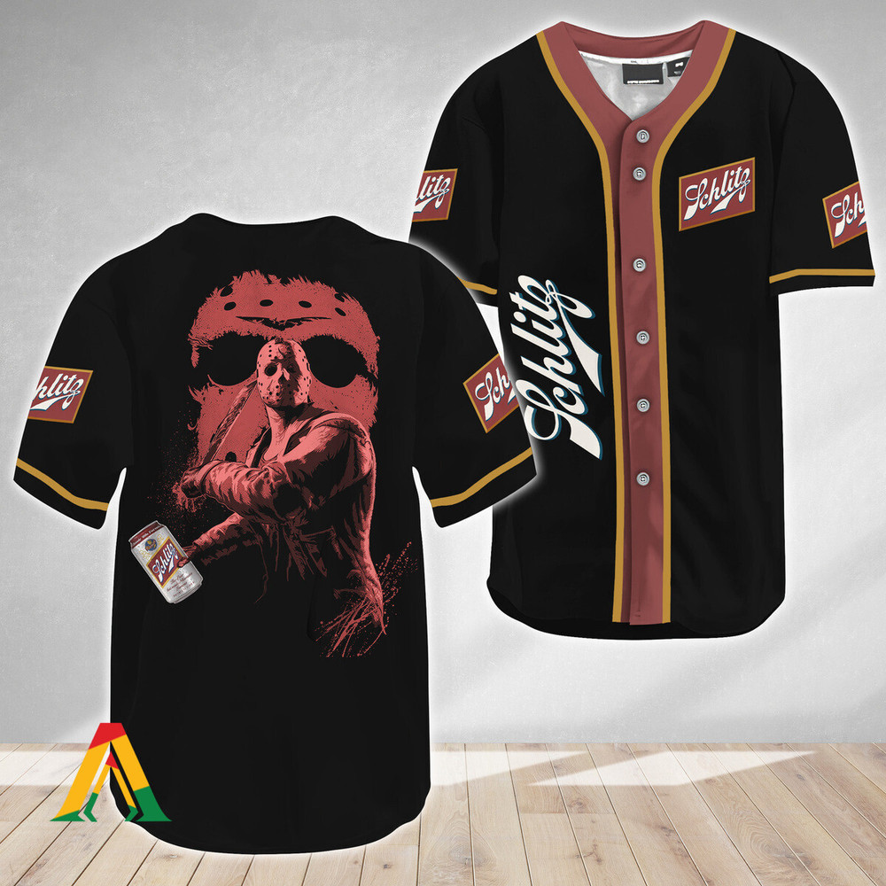 Jason Voorhees Friday The 13th Schlitz Beer Baseball Jersey Unisex Jersey Shirt for Men Women