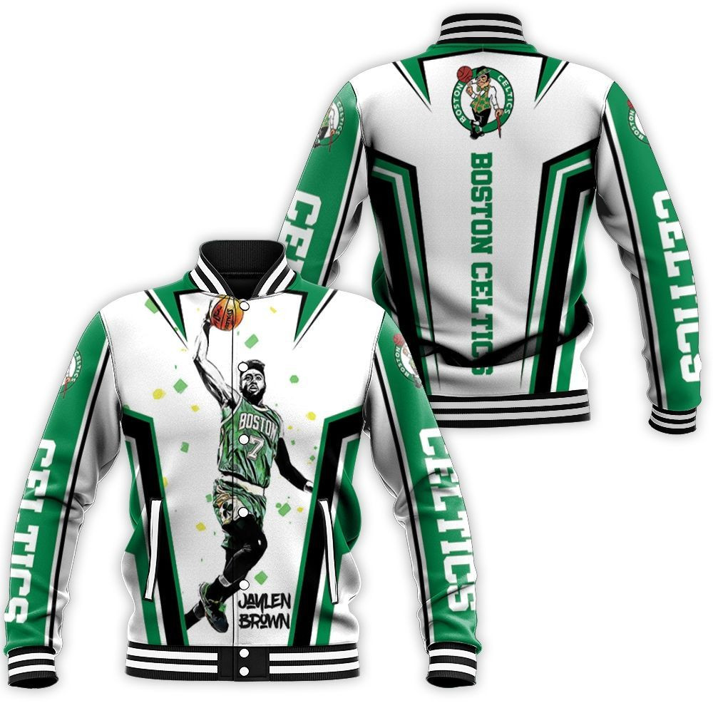 Jaylen Brown 7 Boston Celtics Art Baseball Jacket for Men Women