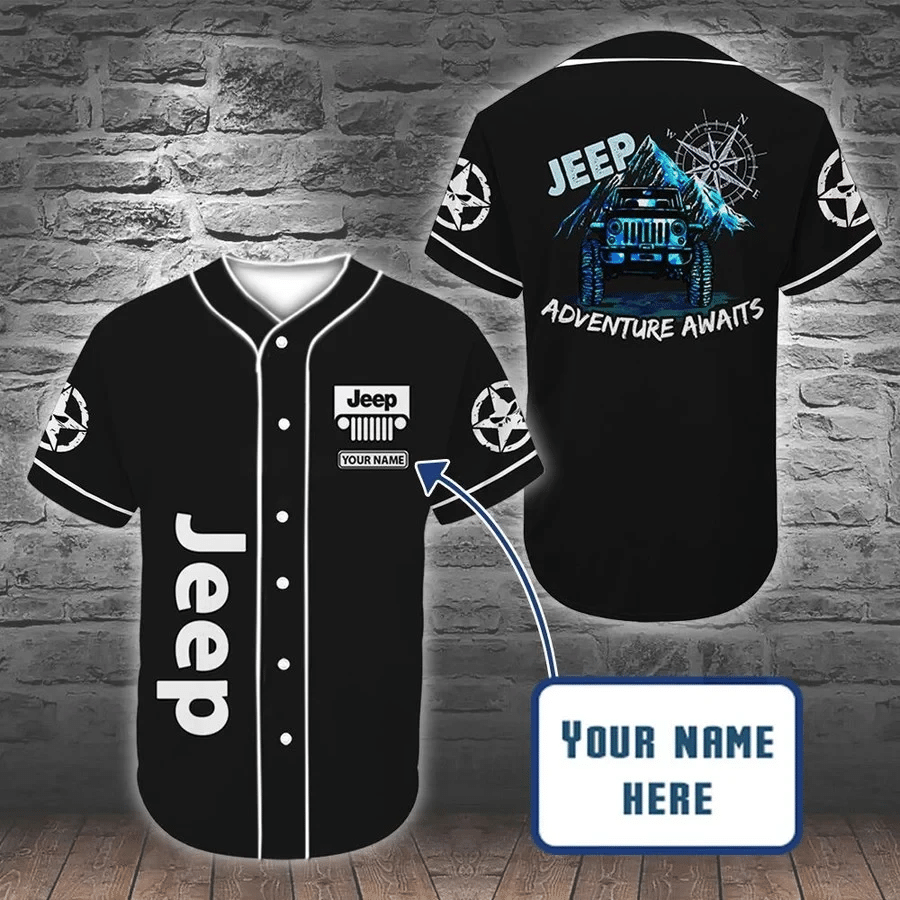 Jeep Adventure Custom Name Baseball Jersey, Unisex Jersey Shirt for Men Women