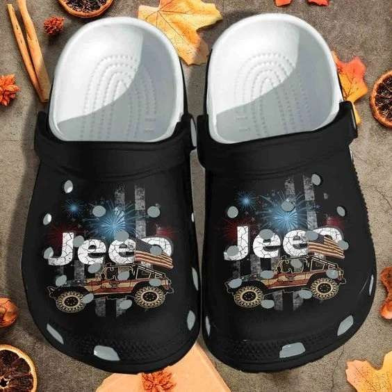Jeep Car American Flag Crocs Crocband Clog Shoes For Jeep Lover
