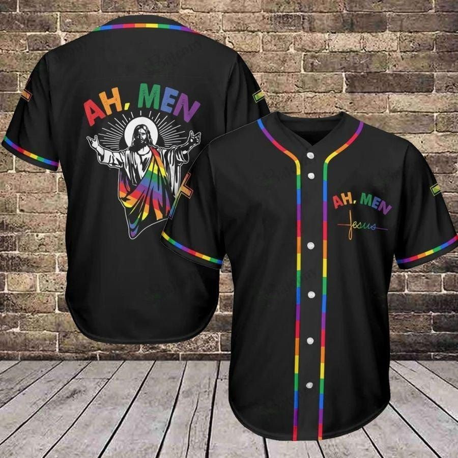 Jesus Ah Men LGBT Baseball Jersey