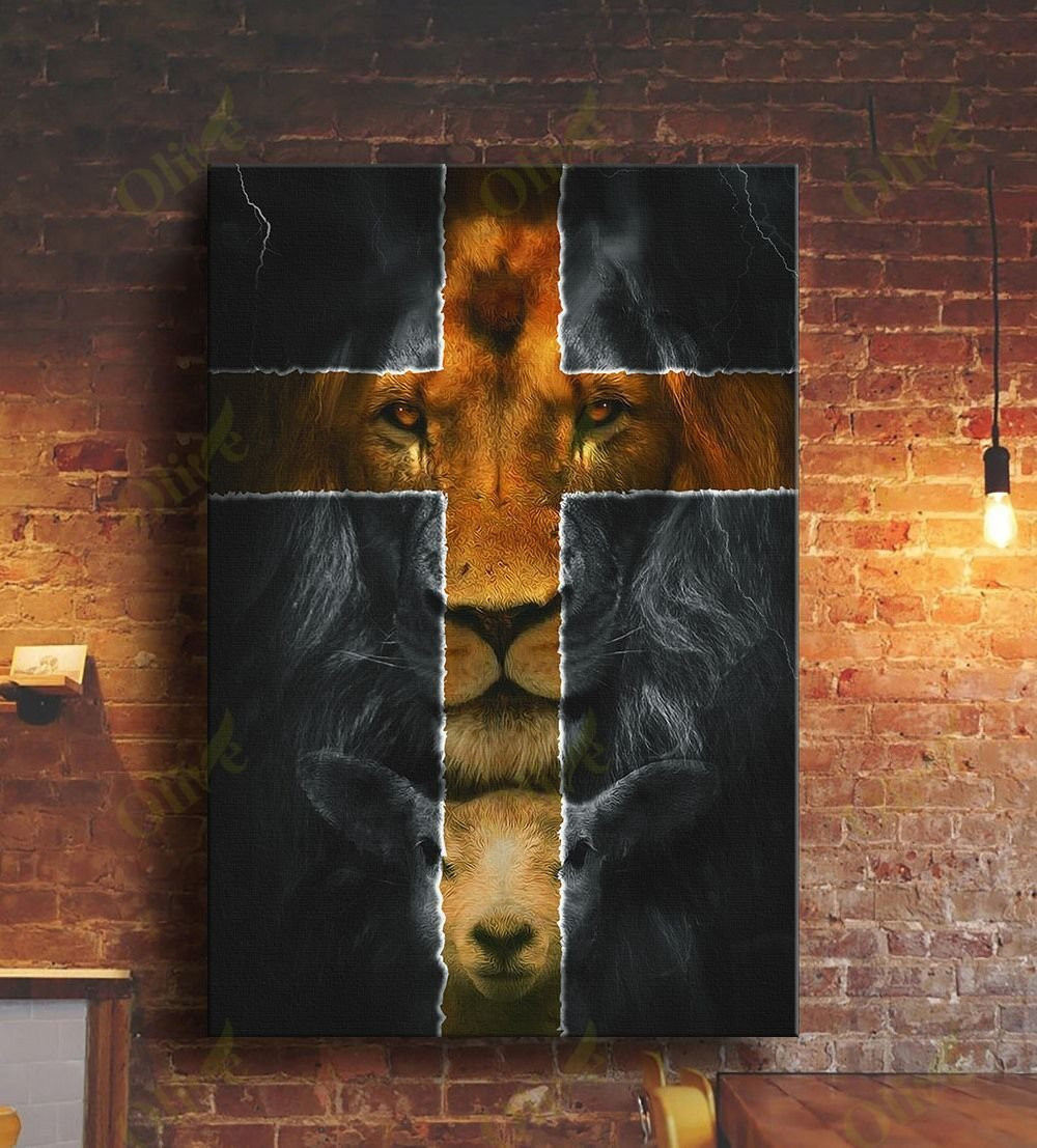 Jesus - Amazing Lion And A Lamb Poster And Canvas Art Wall Decor