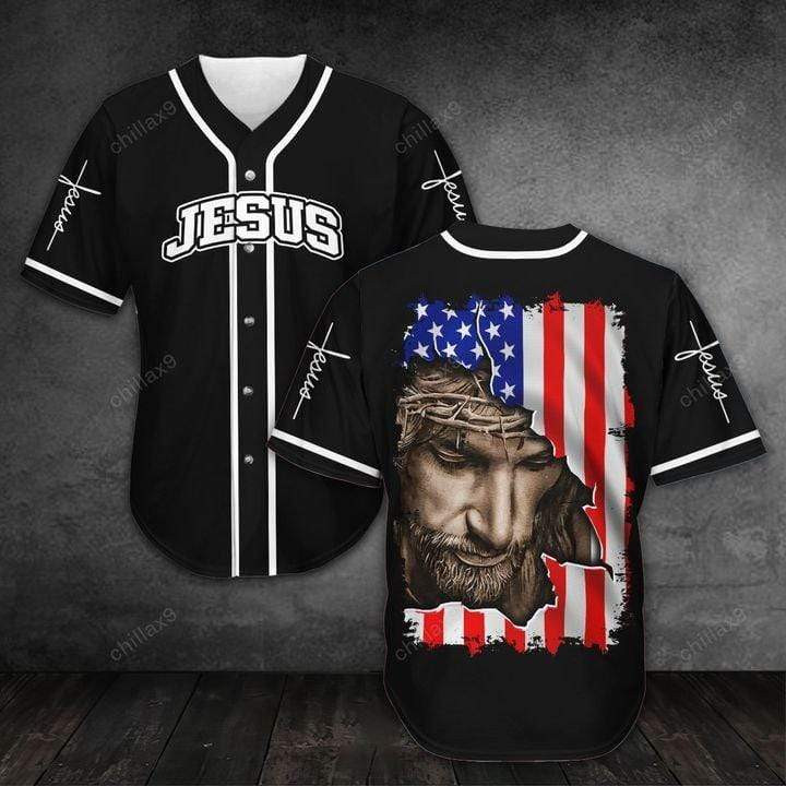 Jesus American Flag 3d Personalized 3d Baseball Jersey kv, Unisex Jersey Shirt for Men Women