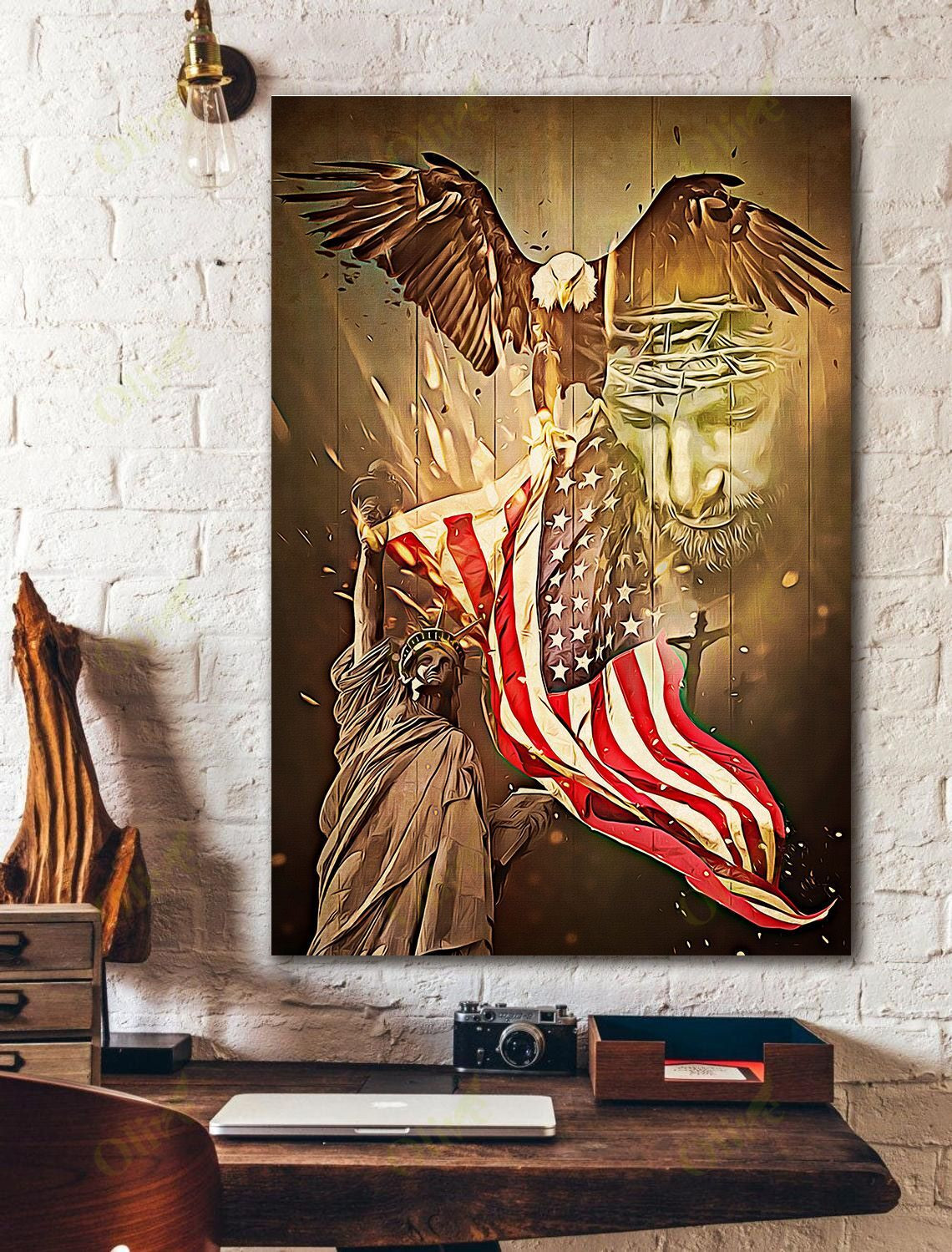 Jesus And Amazing America Poster And Canvas Art Wall Decor