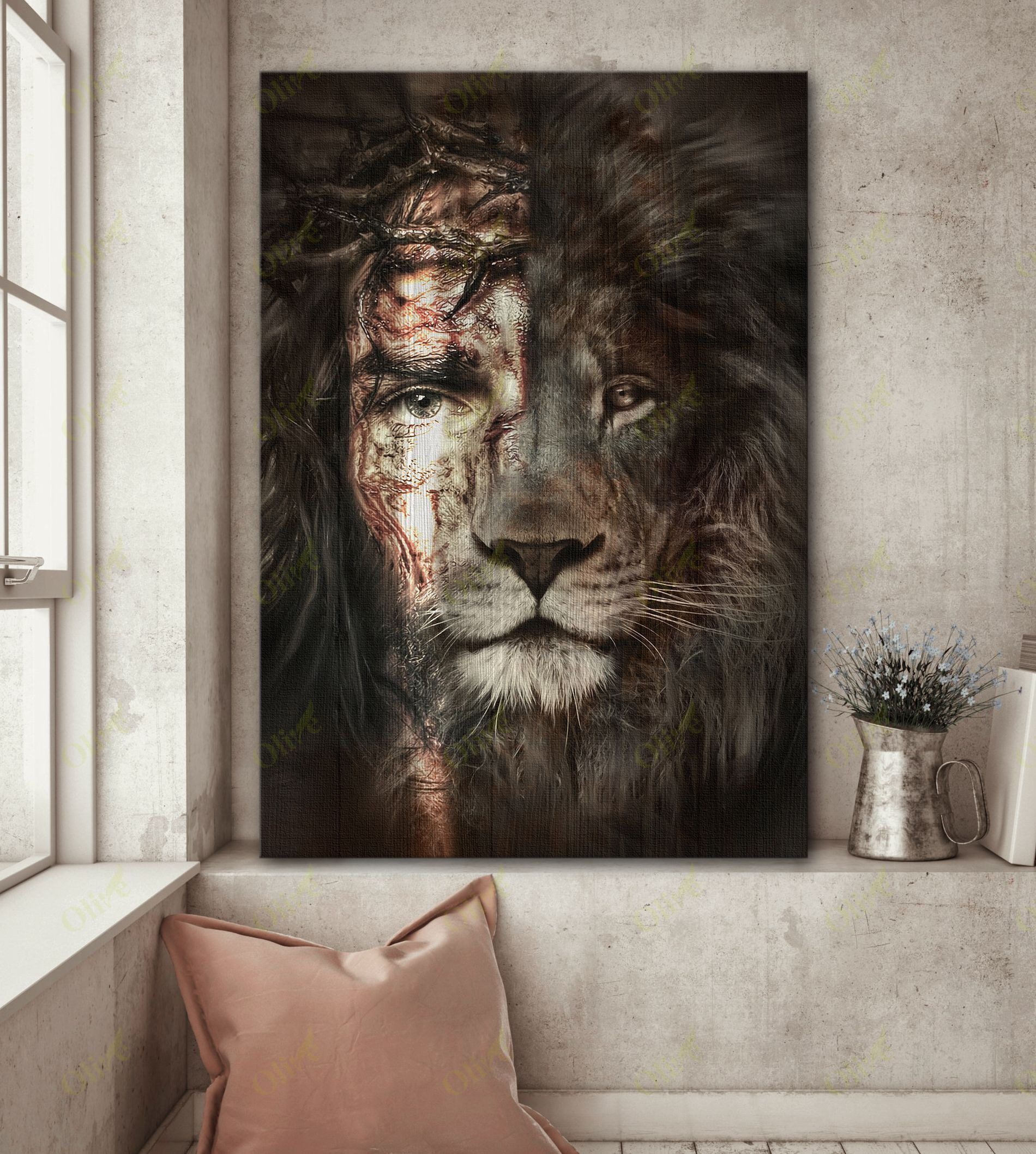 Jesus And Lion - The Perfect Combination Poster And Canvas Art Wall Decor