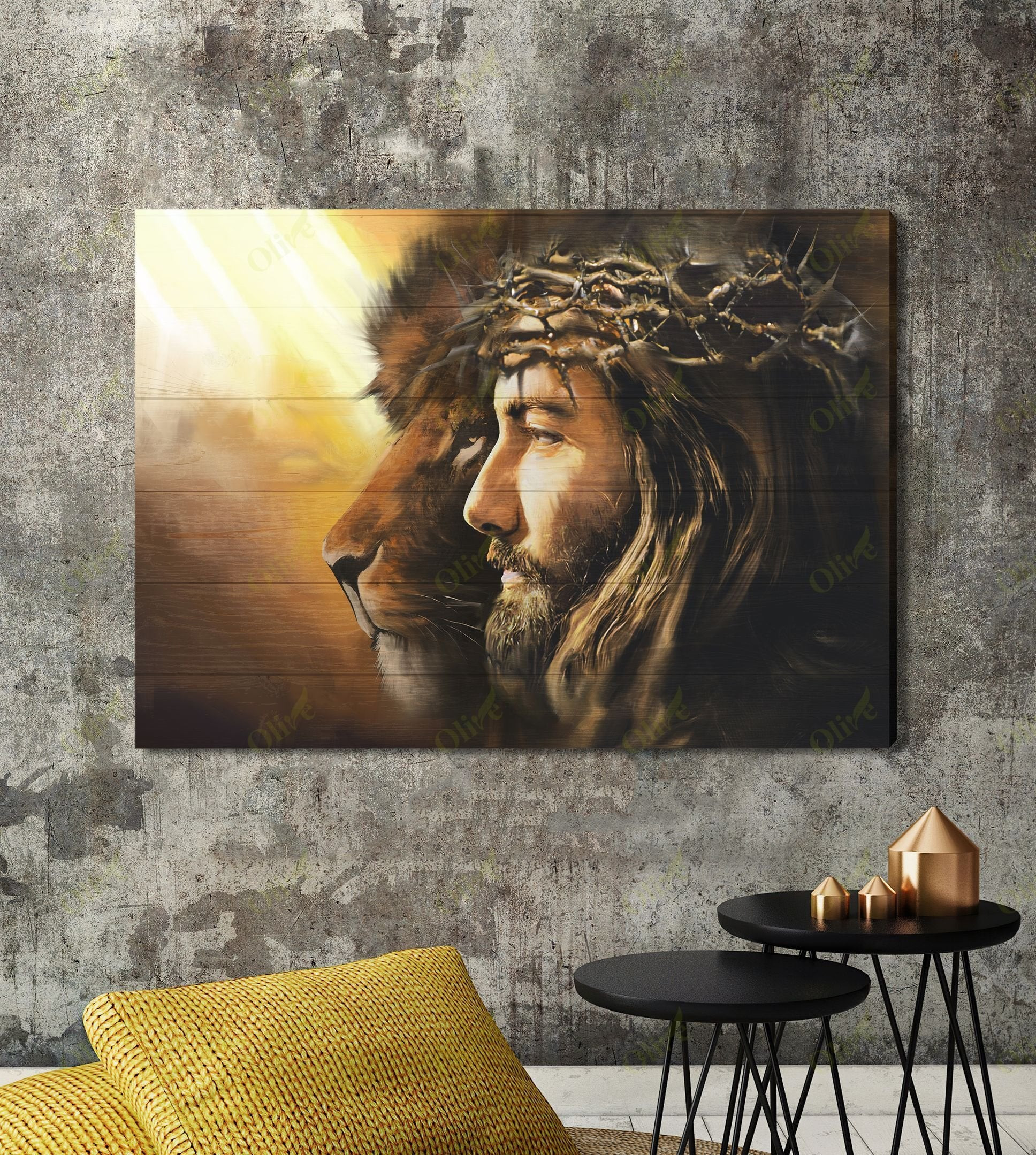 Jesus And The Lion Poster And Canvas Art Wall Decor