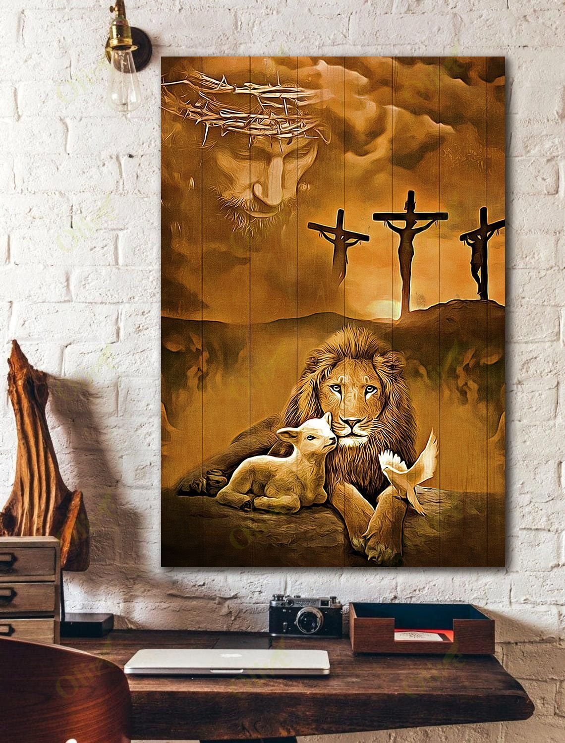 Jesus - Awesome Lion And A Lamb Poster And Canvas Art Wall Decor