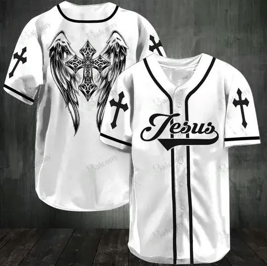 Jesus Cross Wings Personalized 3d Baseball Jersey kv