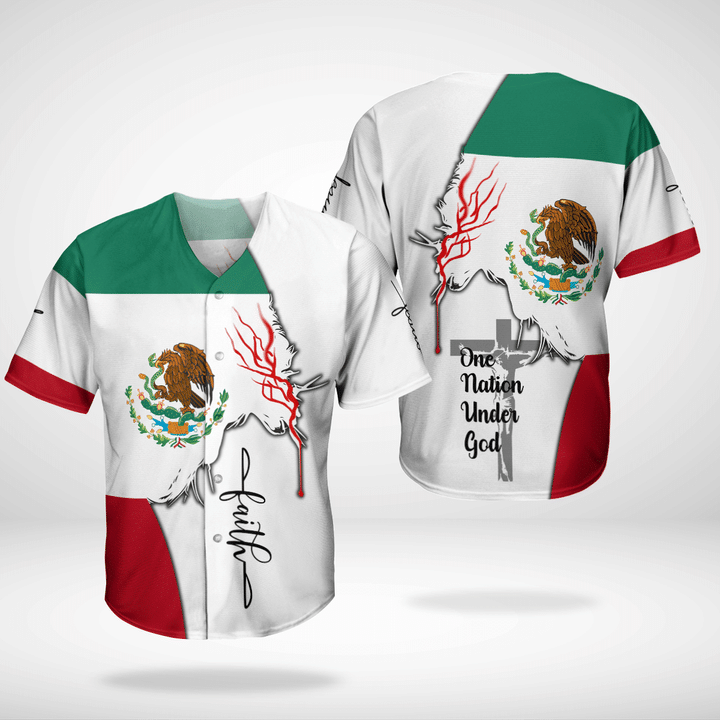 Jesus Faith Mexican Flag Baseball Jersey