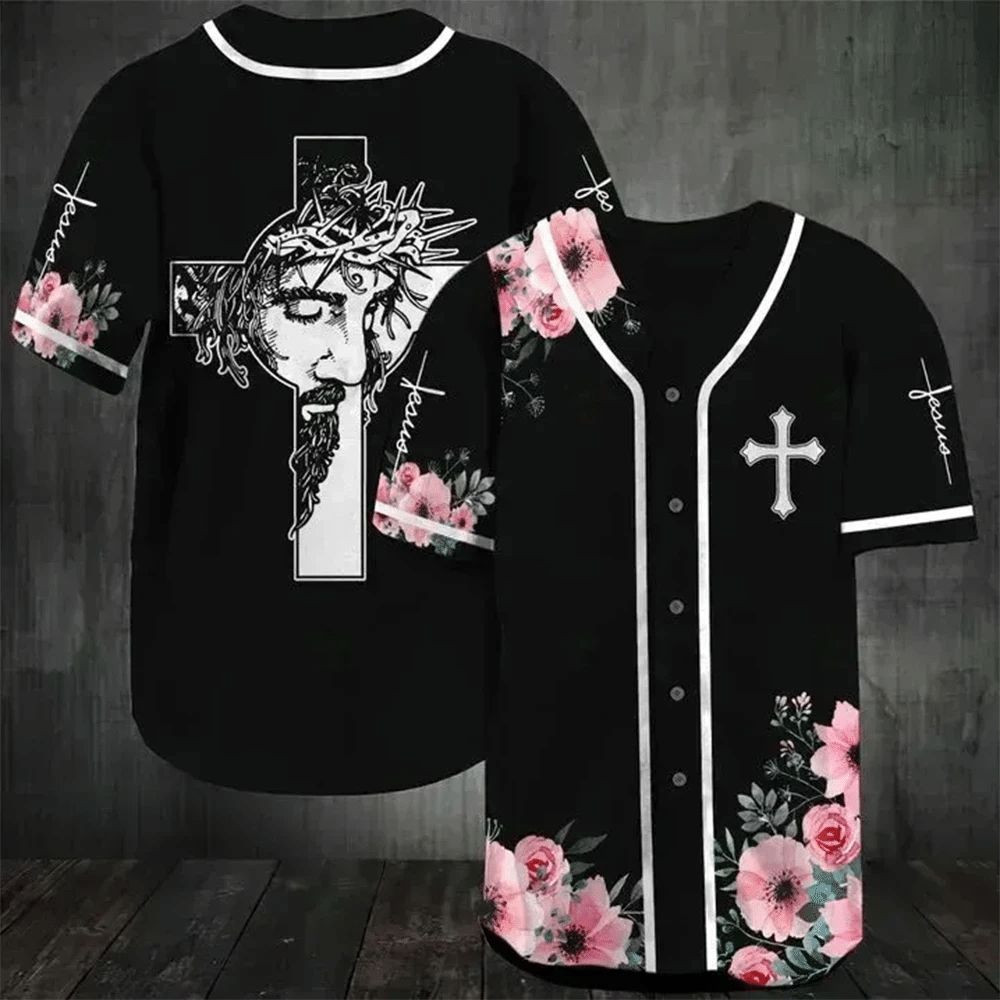 Jesus God And Flower Of Faith Baseball Jerseyer Jersey, Unisex Jersey Shirt for Men Women