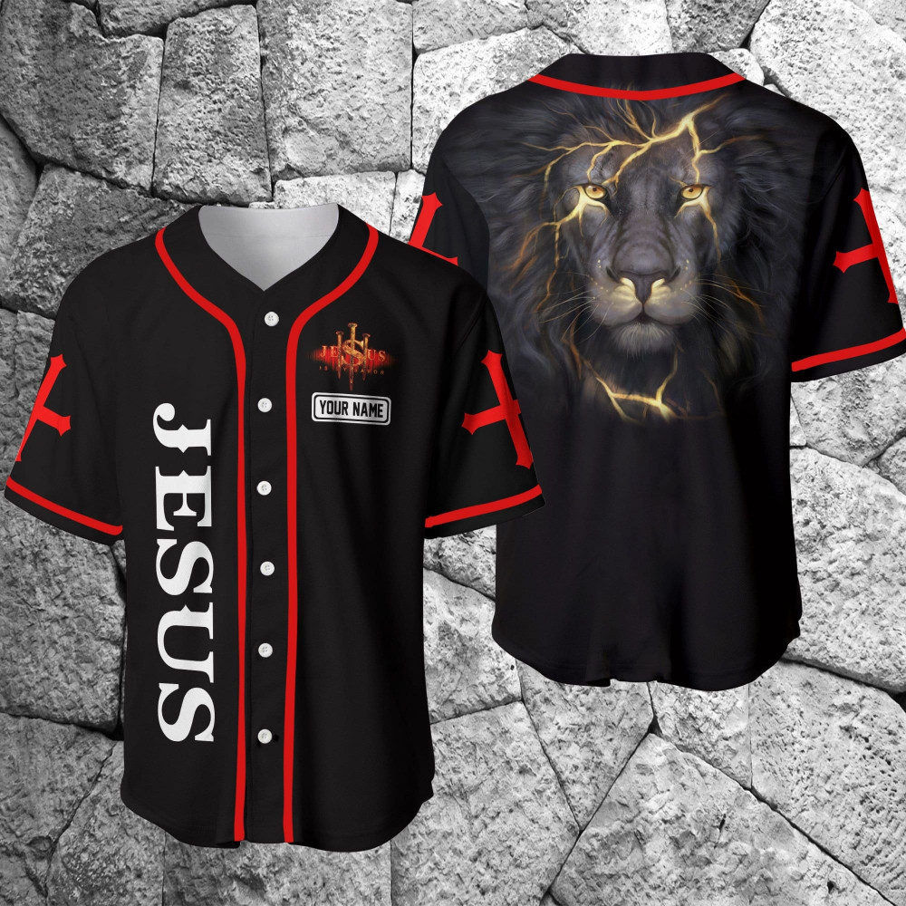Jesus Lion Custom Name Baseball Jersey, Unisex Jersey Shirt for Men Women
