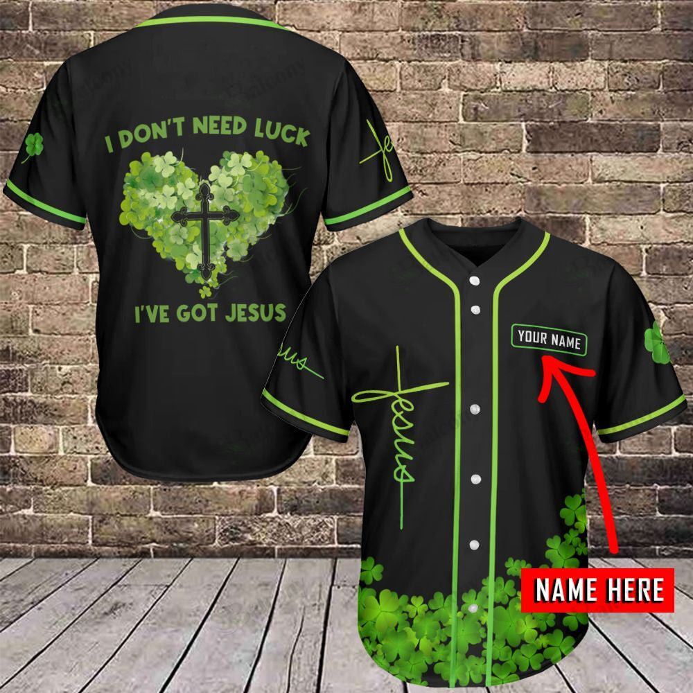 Jesus Shamrock St Patricks Day Personalized Baseball Jersey