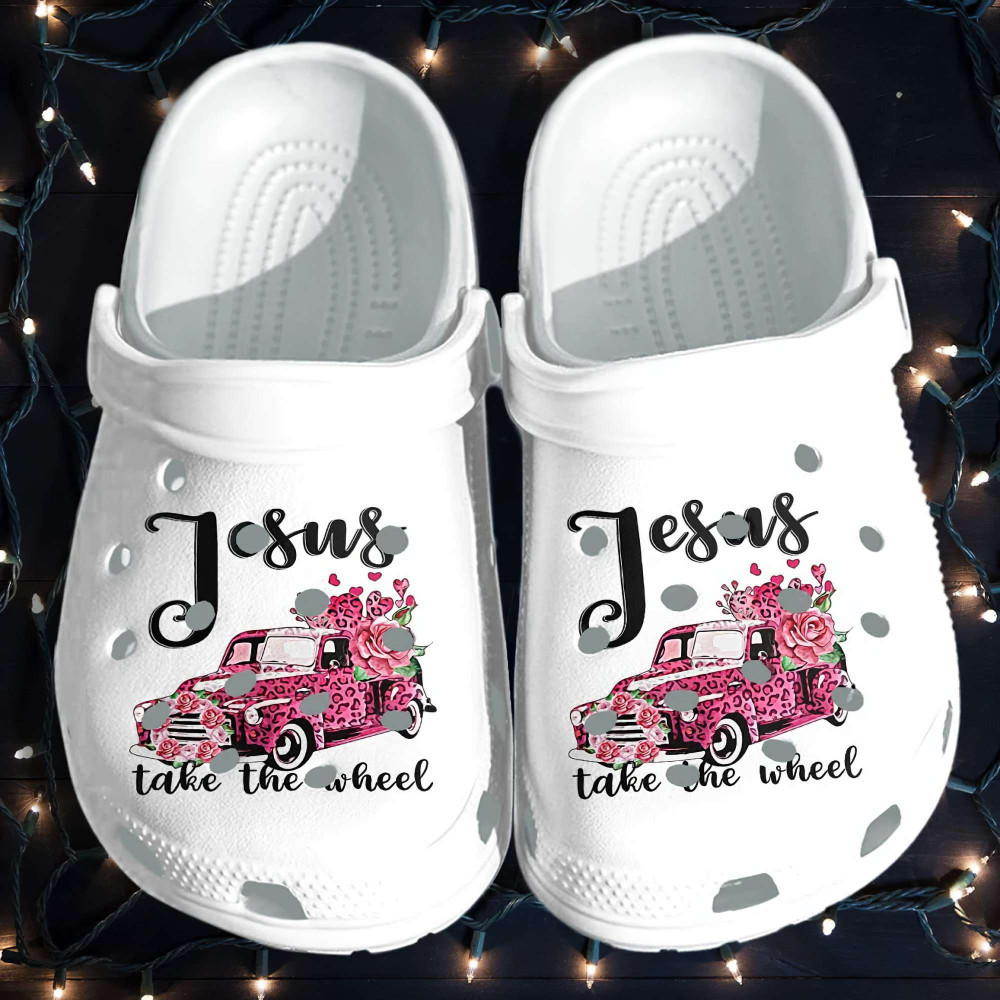 Jesus Take The Wheel Gift For Fan Classic Water Rubber Crocs Clog Shoes Comfy Footwear