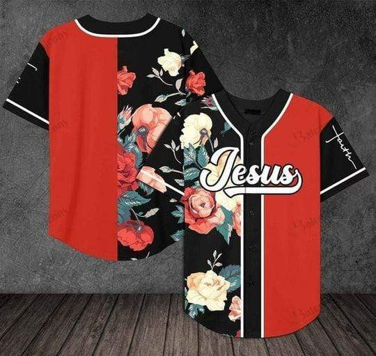 Jesus ampamp Rose Personalized 3d Baseball Jersey kv, Unisex Jersey Shirt for Men Women