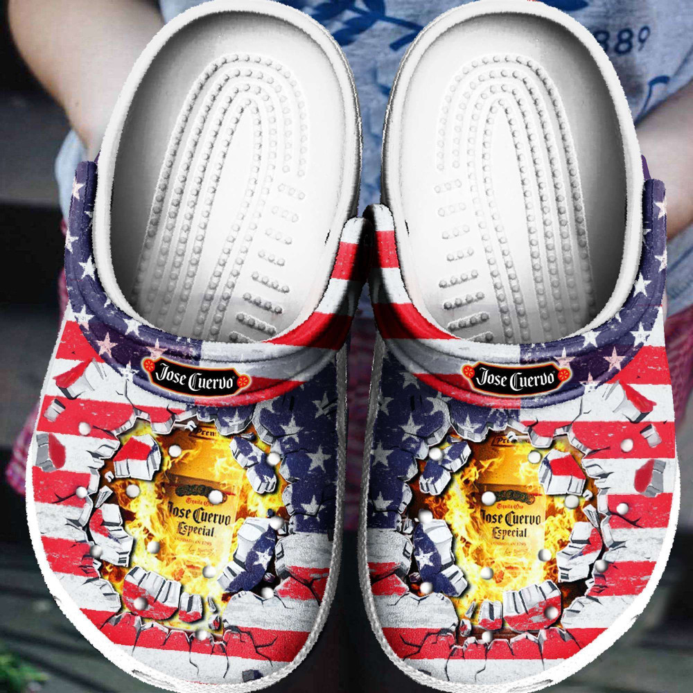Jose Cuervo American Flag Rubber Crocs Clog Shoes Comfy Footwear