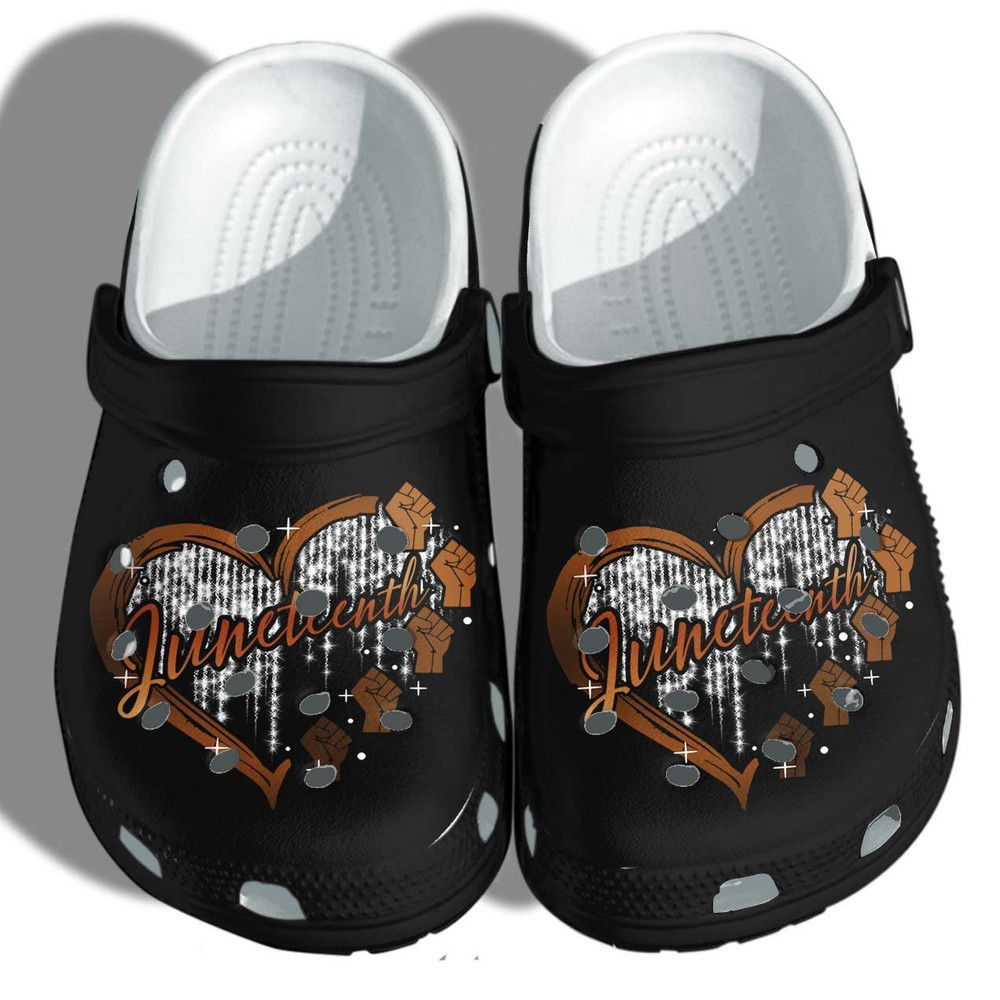Juneteenth Shoes Crocs Gifts For Black Queen - Heart Hand Power Croc Shoes For Women Girls