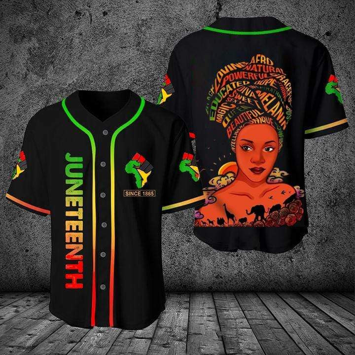 Juneteenth Since 1865 Afro Girl Magic African American Personalized 3d Baseball Jersey kv, Unisex Jersey Shirt for Men Women