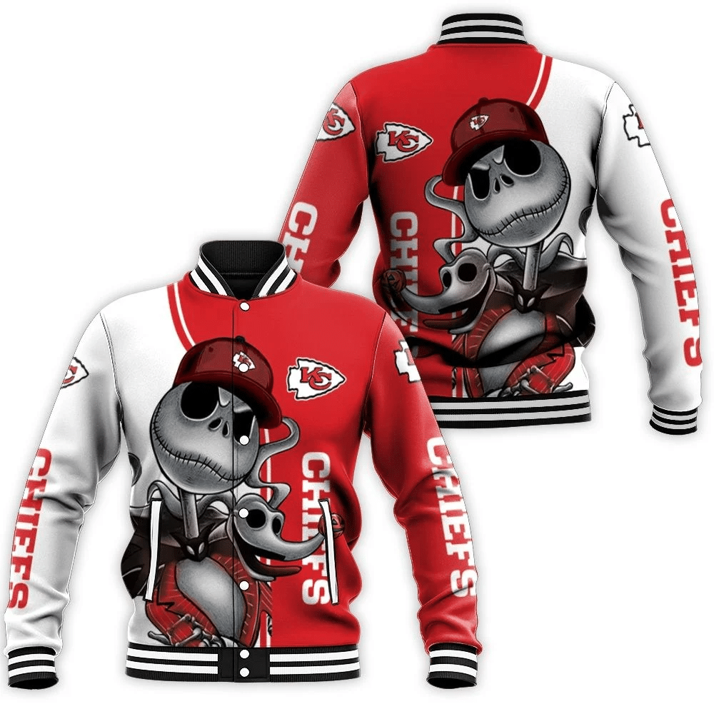 Kansas City Chiefs Jack Skellington And Zero Baseball Jacket for Men Women