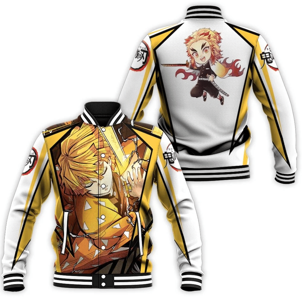 Kimetsu No Yaiba Agatsuma Zenitsu Baseball Jacket for Men Women