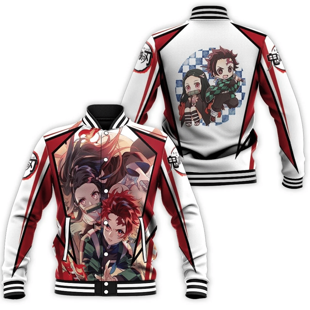 Kimetsu No Yaiba Kamado Brothers Tanjiro Nezuko Baseball Jacket for Men Women