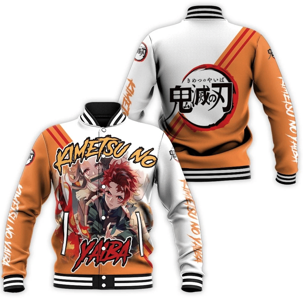 Kimetsu No Yaiba Kamado Tanjiro Kamado Nezuko Fire Baseball Jacket for Men Women