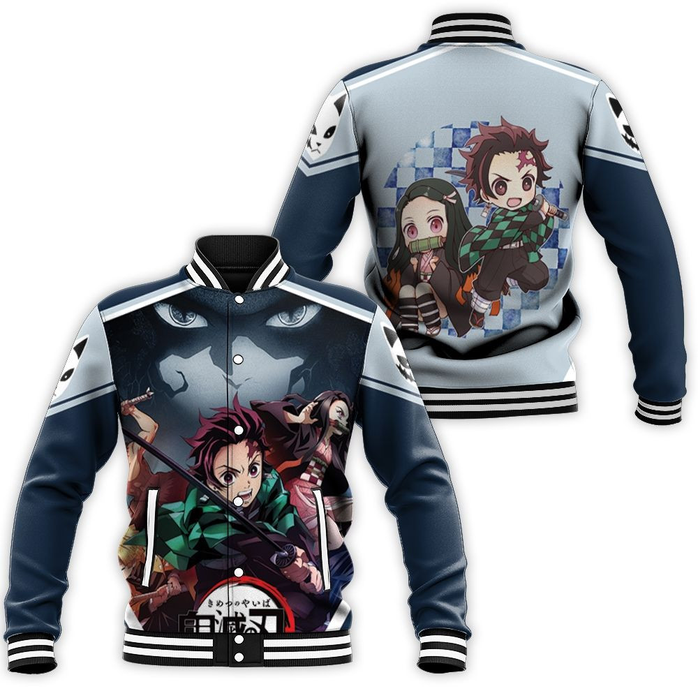 Kimetsu No Yaiba Teamup Kanjiro Nezuko Inosuke Baseball Jacket for Men Women