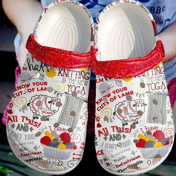 Knitting Jokes For Men And Women Gift For Fan Classic Water Rubber Crocs Clog Shoes Comfy Footwear