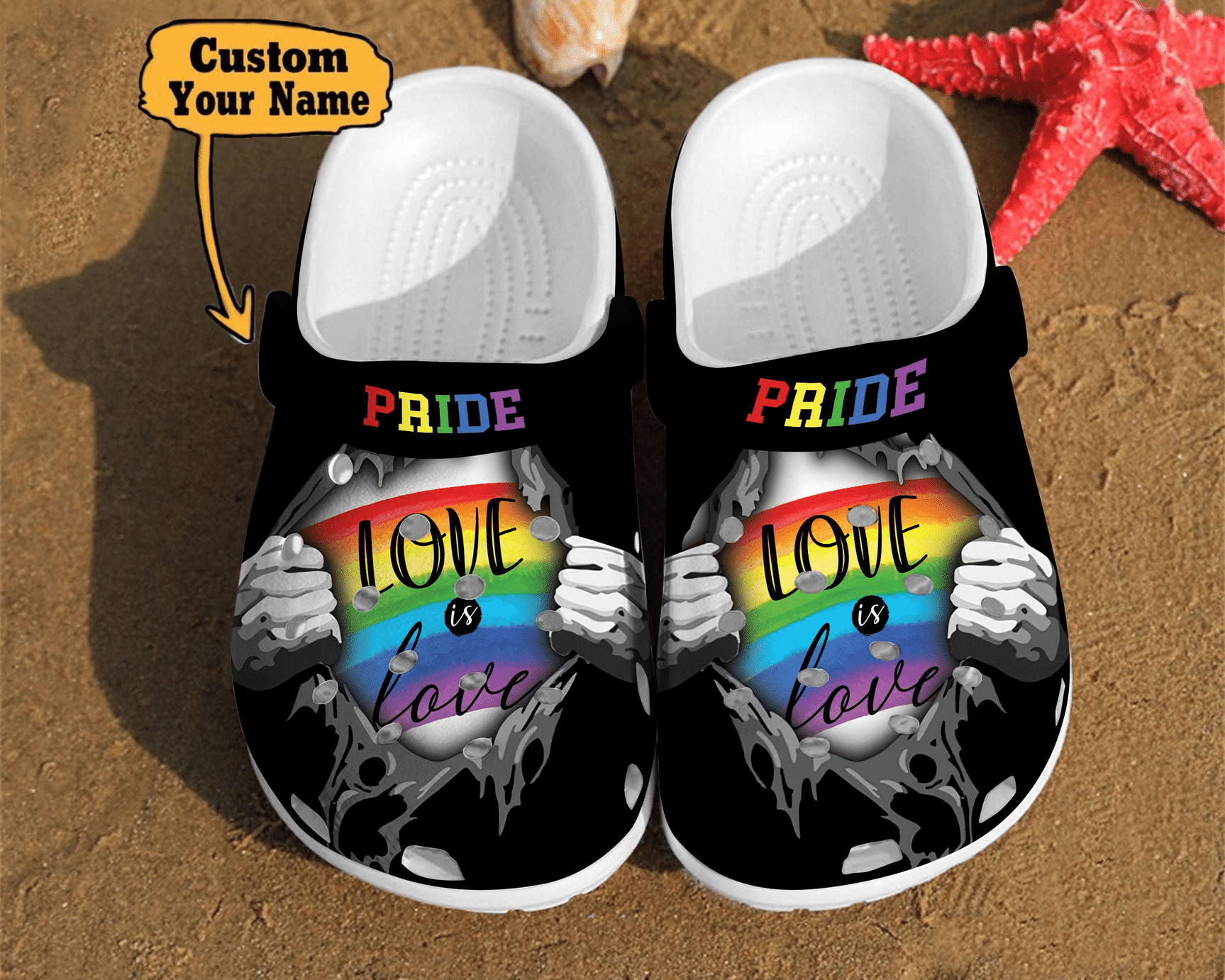 LGBT Pride Love Is Rainbow Unisex Birthday Gifts Crocs Personalized LGBT Crocs