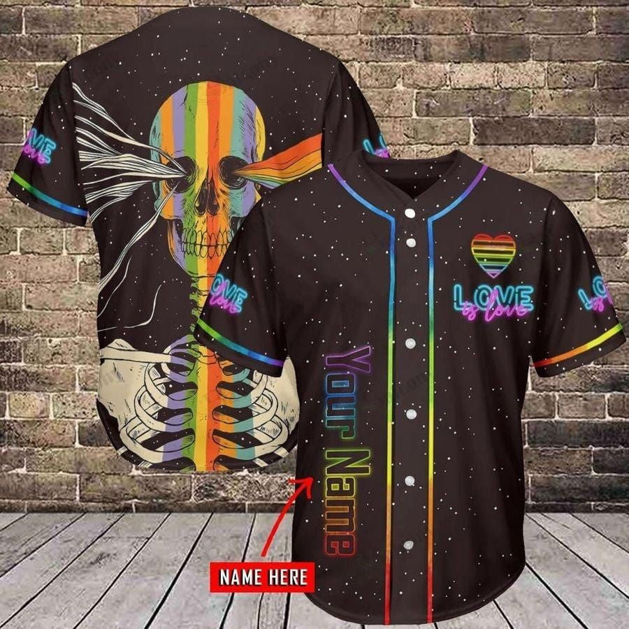 LGBT Skull Love Is Love Personalized Baseball Jersey