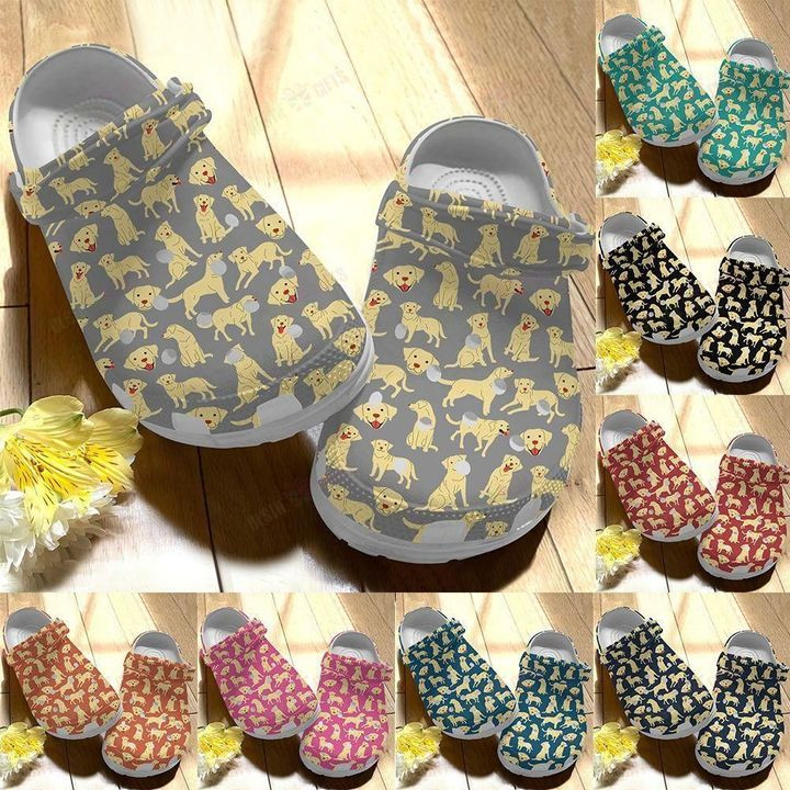 Labrador White Sole Golden Labrador Pattern Crocs Classic Clogs Shoes PANCR0112