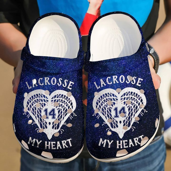 Lacrosse 14 Love Heart Crocs Clog Shoes Comfy Footwear