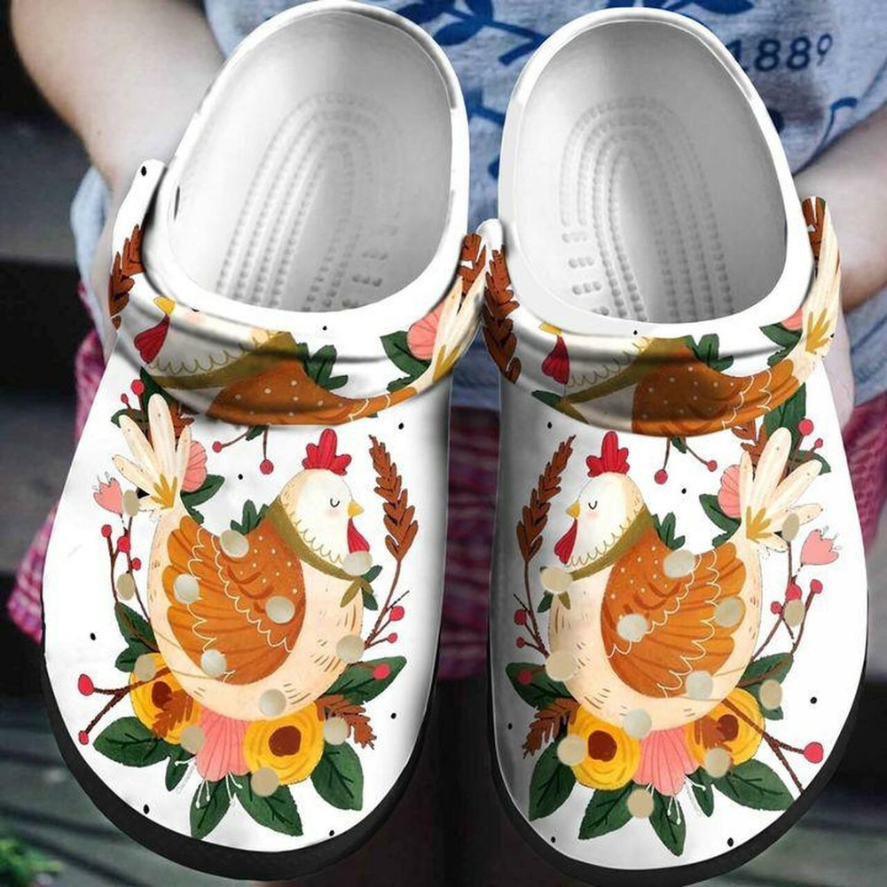 Lady Chicken Flower Personalized 102 Gift For Lover Rubber Crocs Clog Shoes Comfy Footwear