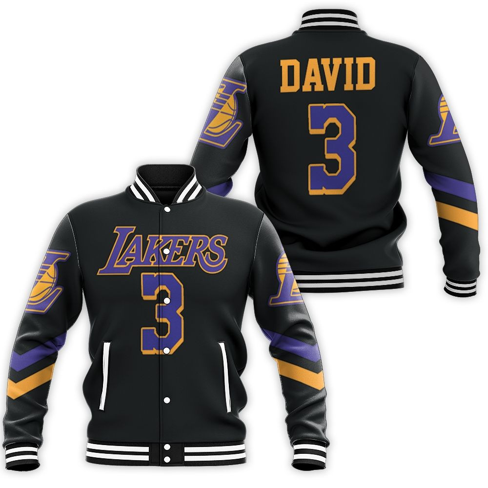 Lakers Anthony Davis 2020-21 Earned Edition Black Baseball Jacket for Men Women