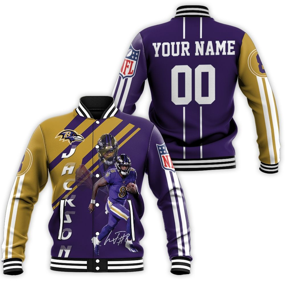 Lamar Jackson Baltimore Ravens 3d Personalized Baseball Jacket for Men Women