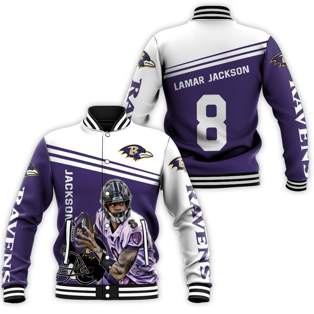 Lamar Jackson Baltimore Ravens 8 Legend 3d Baseball Jacket for Men Women