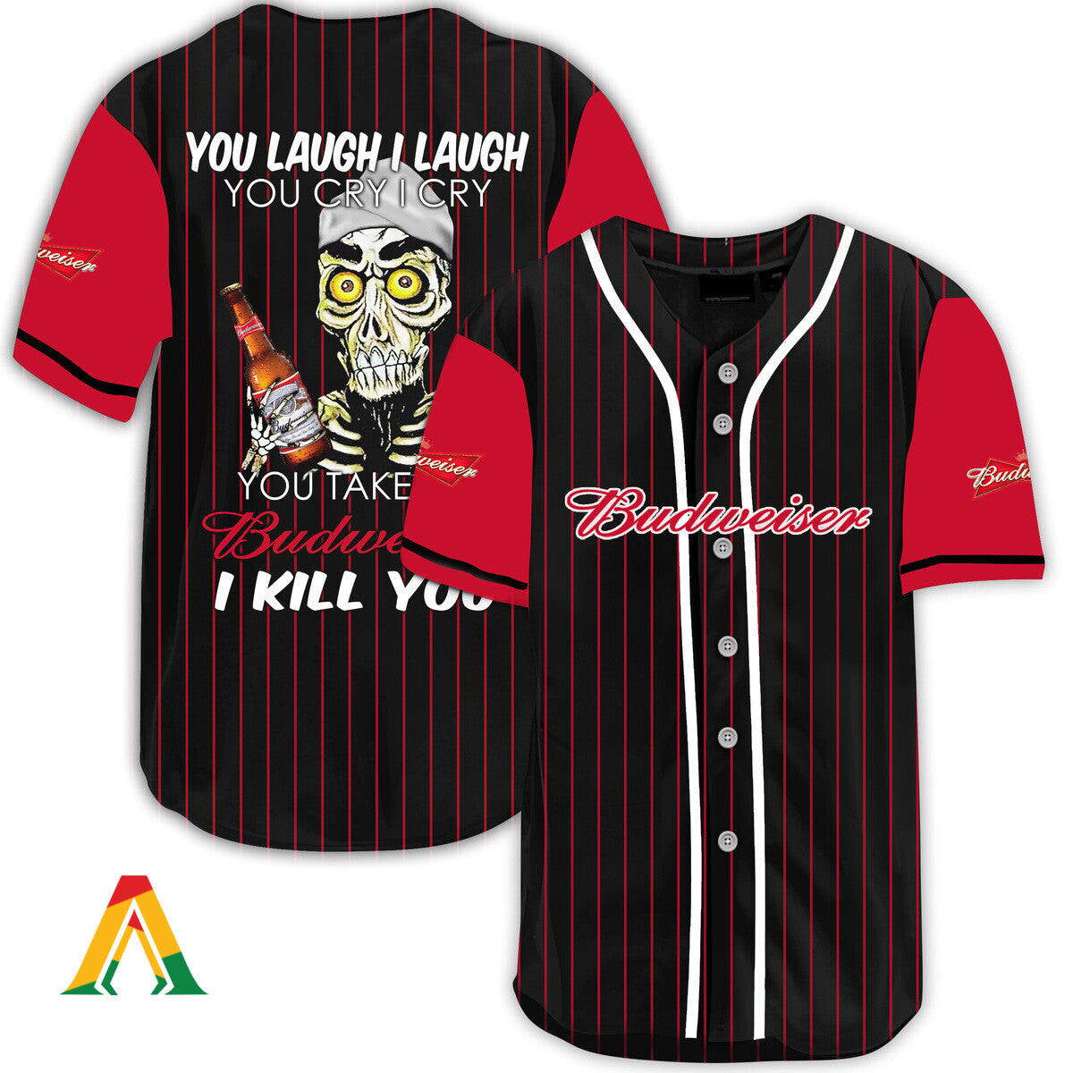 Laugh Cry Take My Budweiser I Kill You Baseball Jersey, Unisex Jersey Shirt for Men Women