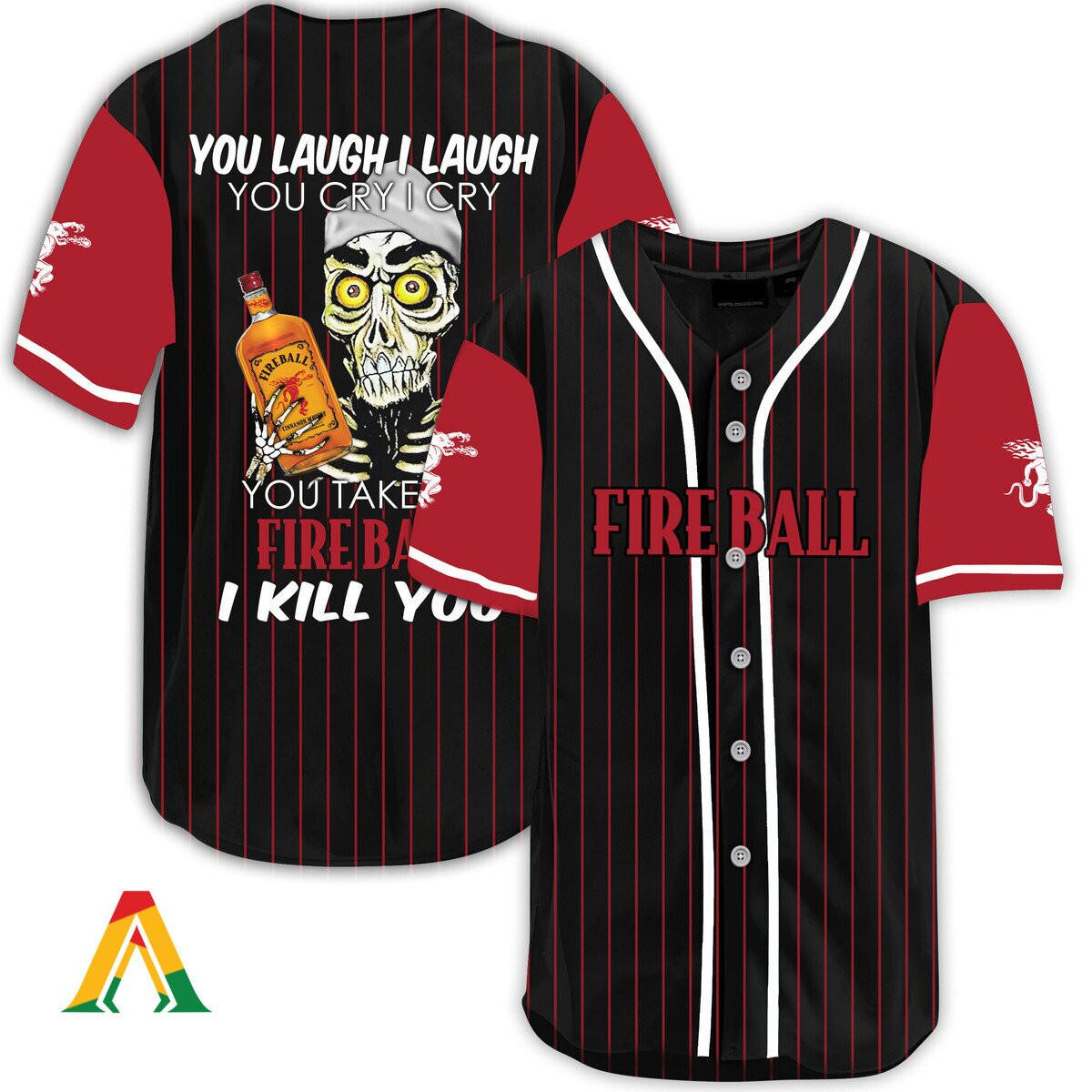 Laugh Cry Take My Fireball Whiskey I Kill You Baseball Jersey, Unisex Jersey Shirt for Men Women