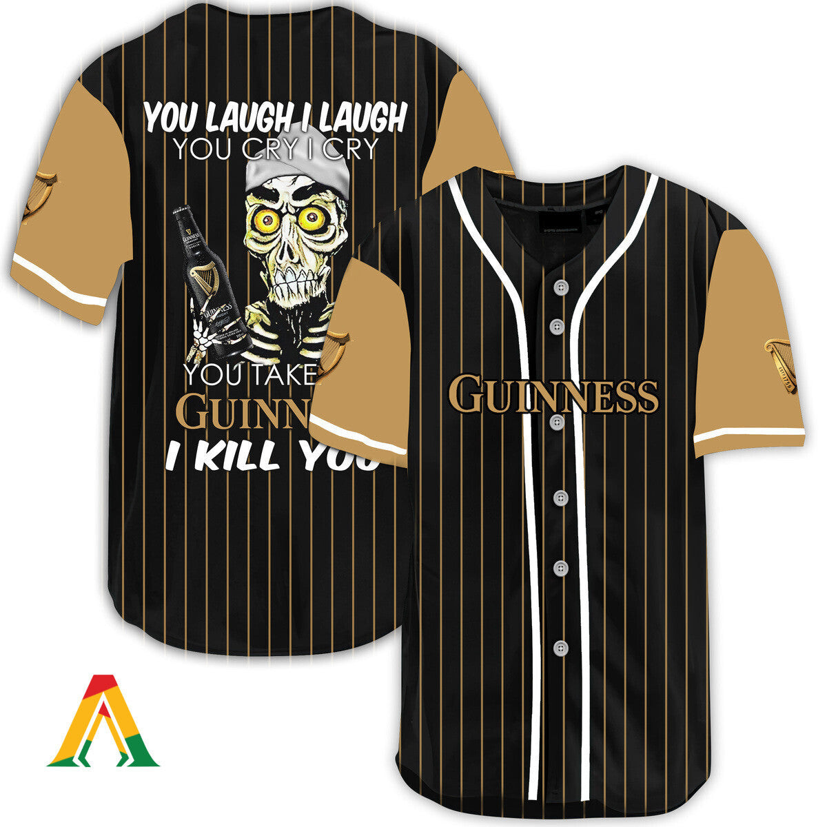 Laugh Cry Take My Guinness Beer I Kill You Baseball Jersey