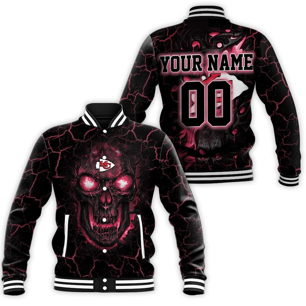 Lava Skull Kansas City Chiefs 3d Personalized Baseball Jacket for Men Women