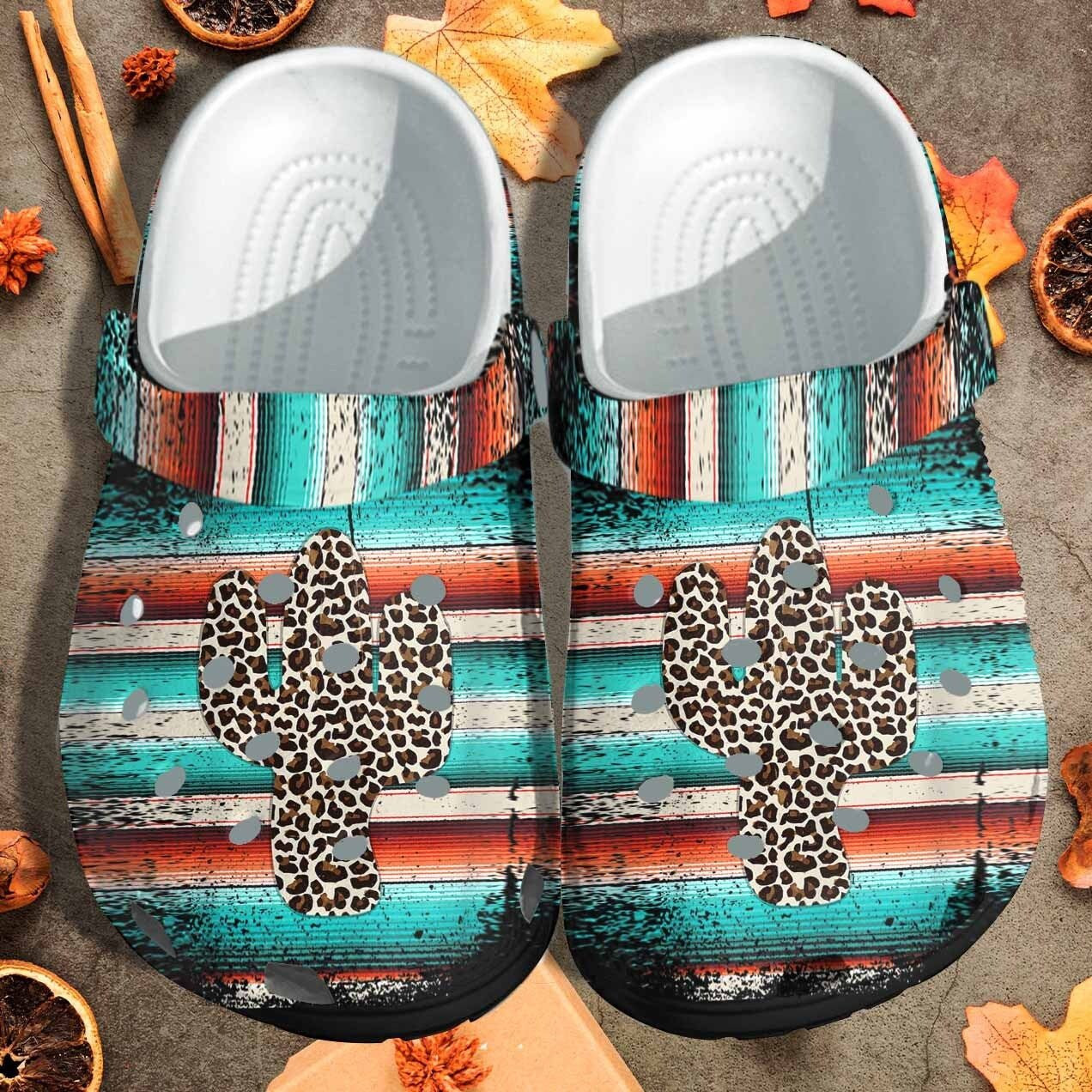 Leopard Cactus Serape Cactus Leopard Turquoise Shoes Crocs Clogs