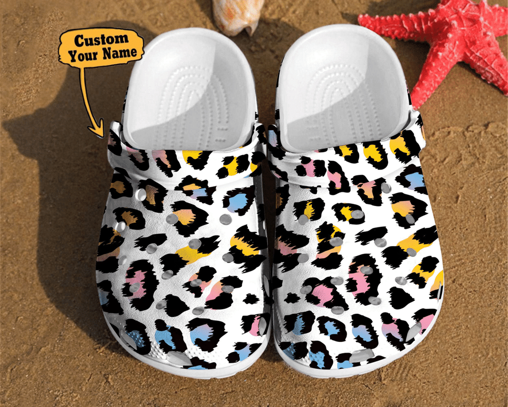 Leopard Crocs - Leopard Print Colorful Glitter Fur Cheetah Gift Clog Shoes For Men And Women