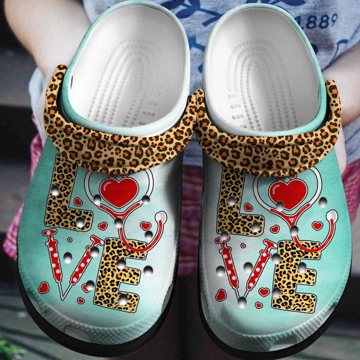 Leopard Nurse Shoes Love Nurse Life Clogs Crocs Gift Leopard