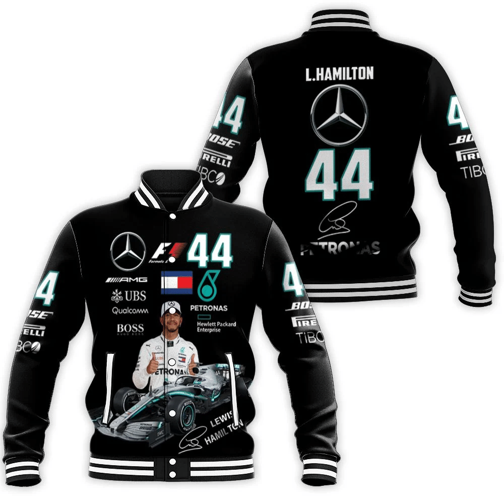 Lewis Hamilton Mercedes Signed 3d Baseball Jacket for Men Women